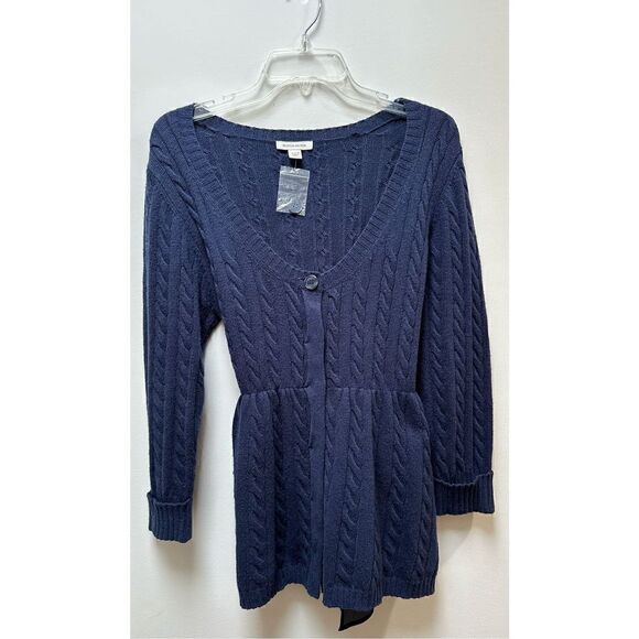 Boston Proper women’s navy sweater with a satin bow ties in back size S #23-0628 - Picture 1 of 4
